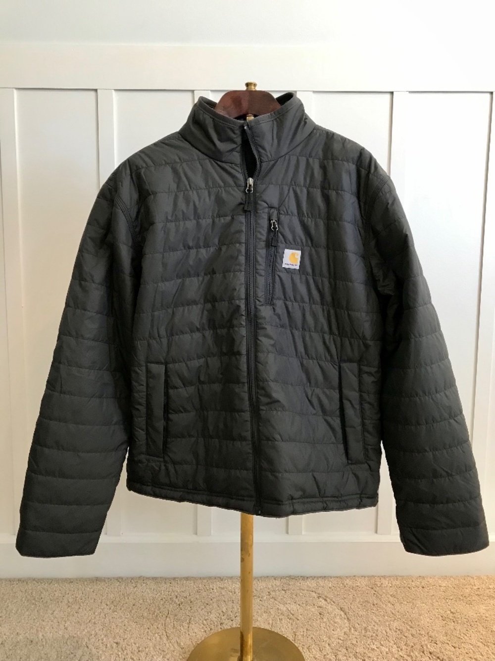 NWOT CARHARTT MEN’S GILLIAM LIGHTWEIGHT INSULATED PUFFER JACKET GREY SIZE LARGE